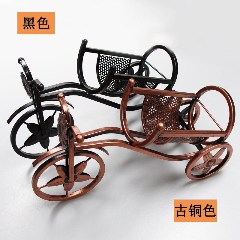 古铜色黑色香槟色皇家马车葡萄酒红酒架摆件酒柜装饰品[三色可选]