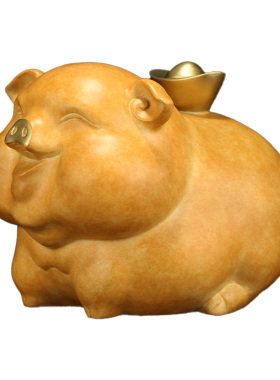 加倍有钱铜猪摆件可爱生肖客厅酒柜办公室桌面乔迁装饰开业送礼