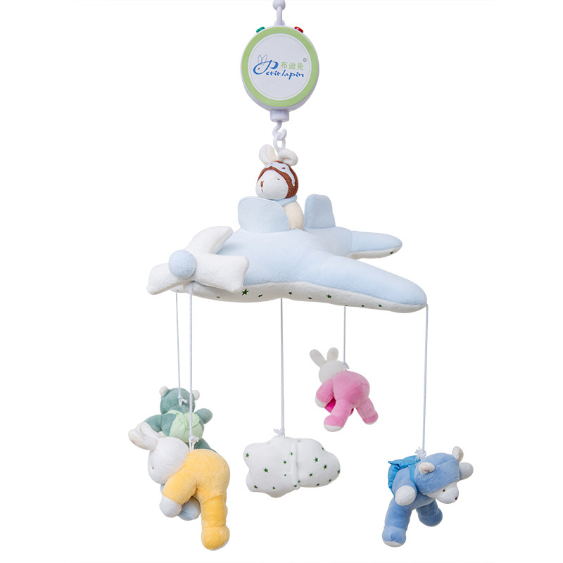 婴儿床铃电动毛绒布艺音乐旋转风铃遥控新生宝宝床挂床头挂铃玩具