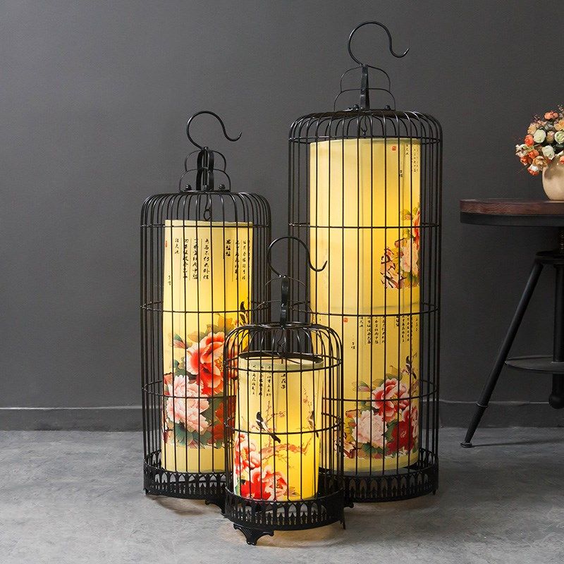 新中式铁艺鸟笼灯复古茶楼灯饰创意火锅店灯具走廊过道灯古典吊灯