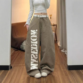 女裤 子 嘻哈裤 宽松卡其字母爵士舞水洗嘻哈做旧牛仔裤 春季 新款