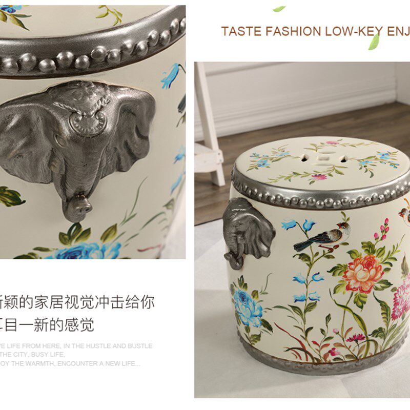 家居装饰饰品客厅摆件创意象凳茶几凳室内装饰鼓凳陶瓷工艺品摆设