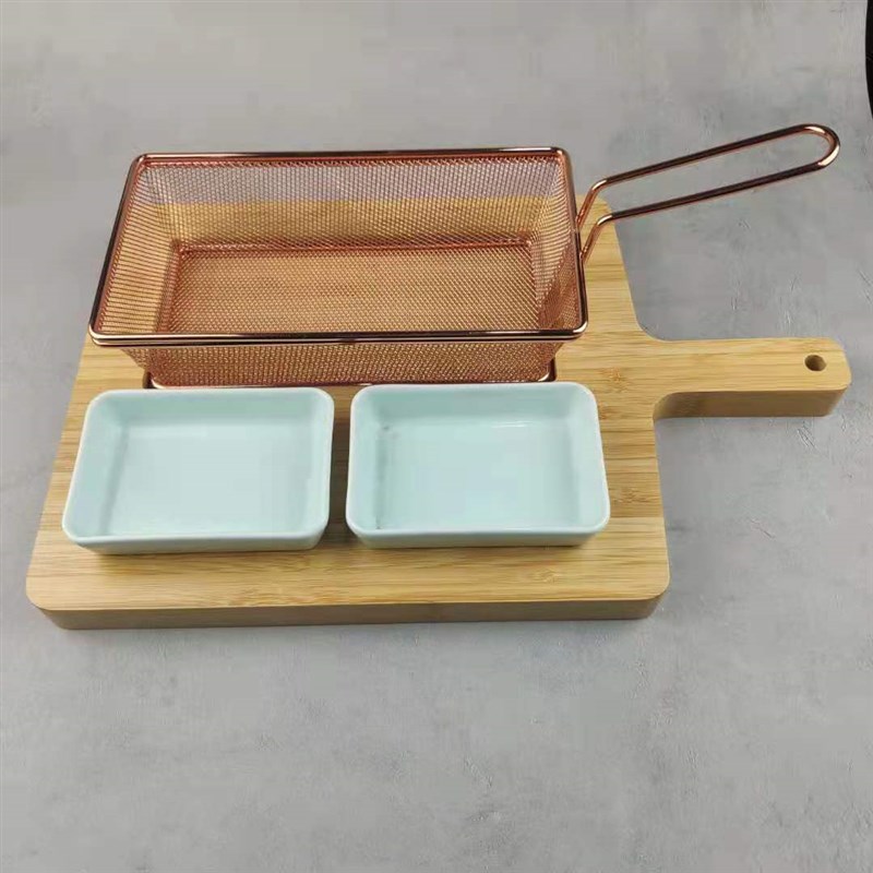 酒店用品创意炸物蓝组合套装油炸小吃蘸料盘饭店餐厅会所意境菜盘