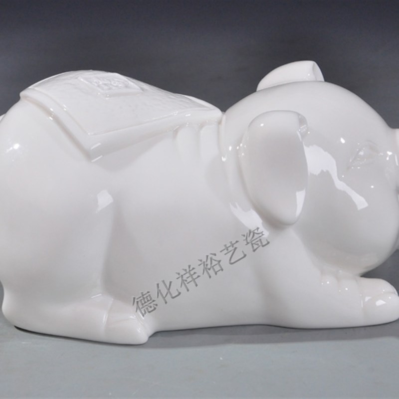 十二生肖白色猪摆件 小猪猪陶瓷猪 招风聚财宅镇吉祥财水趴福气猪