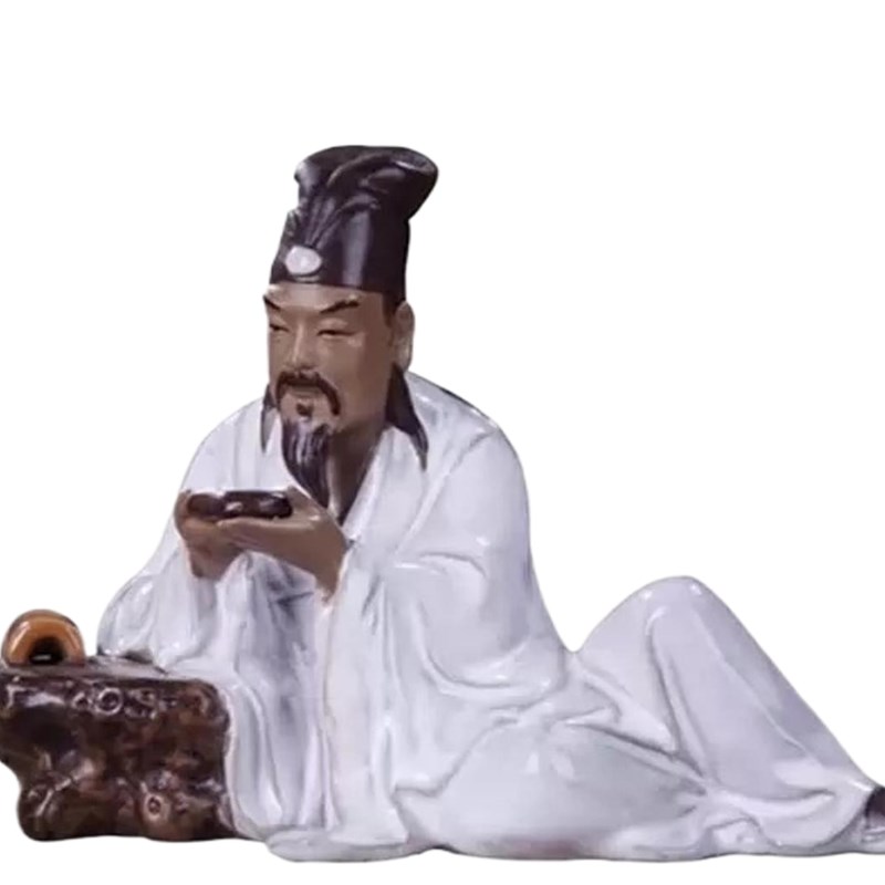 石湾陶瓷苏东坡盆景假山人物桌面客厅酒柜茶台创意装饰摆件陶渊明