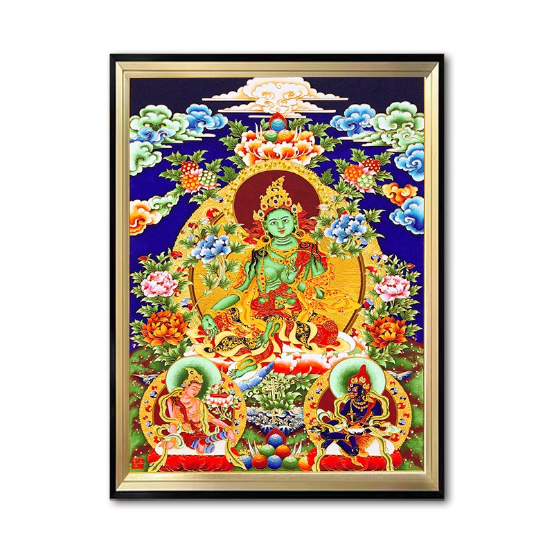 韵度母唐卡 景绿阁掐丝珐琅包diy材料画金丝釉料装饰画非遗手工画