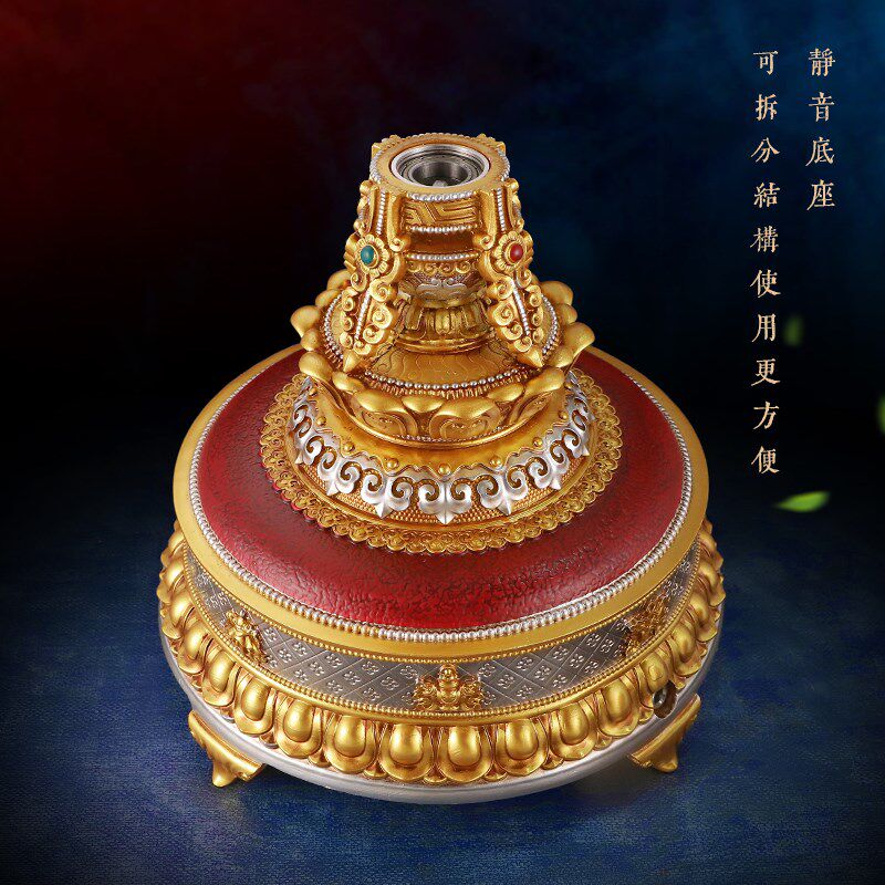 藏族转经简观音新款六字插电天珠电动转轮树脂筒静音家用摆件圣大