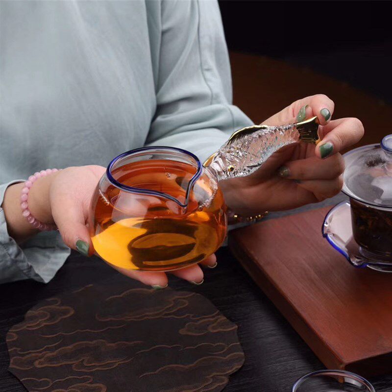 九河有鱼公道杯加厚耐热玻璃公杯创意玻璃茶具功夫茶海分茶器
