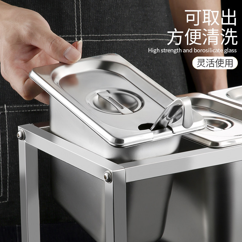 火锅店不锈钢调料台商用自助小料台麻辣烫自助餐佐料台配料盒套装