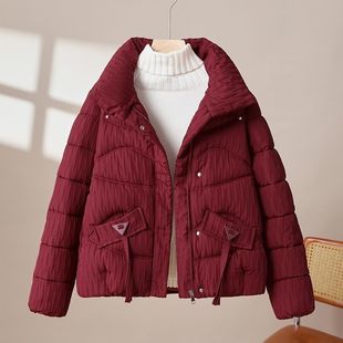 短款 加厚保暖棉衣外套小个子洋气棉袄外套潮 立领羽绒棉服女冬新款