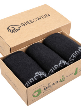 GIESSWEIN美利奴羊毛袜商务休闲薄款3双装保暖排湿防潮抗菌防臭