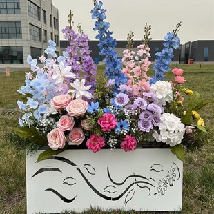 新款婚庆路引花槽花排底座花盒婚礼堂舞台花排花箱插花铁艺架子