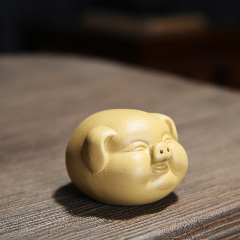 紫砂茶宠摆件茶玩茶艺小猪精品可养招财小福猪茶盘茶虫家居陶瓷
