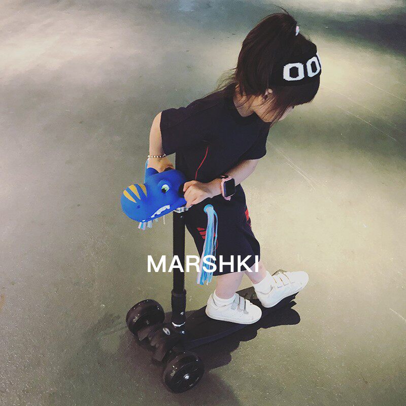 C板T降小千千宝宝marshki儿童可升E折叠三轮脚踏滑U车滑滑车粗轮