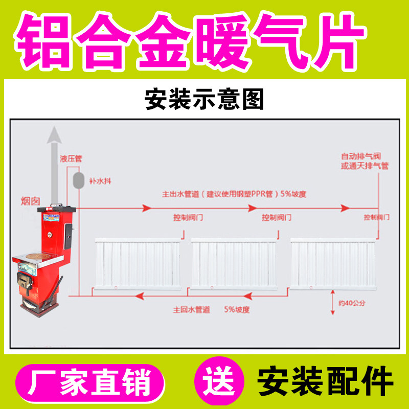 铝合金暖气片家用水暖散热器壁挂式燃煤炉用农村土暖气炉明装锅炉