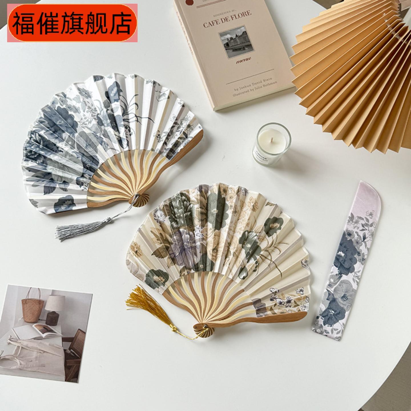 中女式寸娟布折扇龙骨竹扇刀扇大刀扇送礼展示跳舞扇子