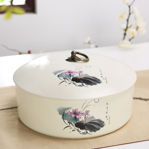 紫砂陶瓷茶叶罐 大号普洱357克粗陶茶叶盒存茶罐白茶1到3饼醒茶罐