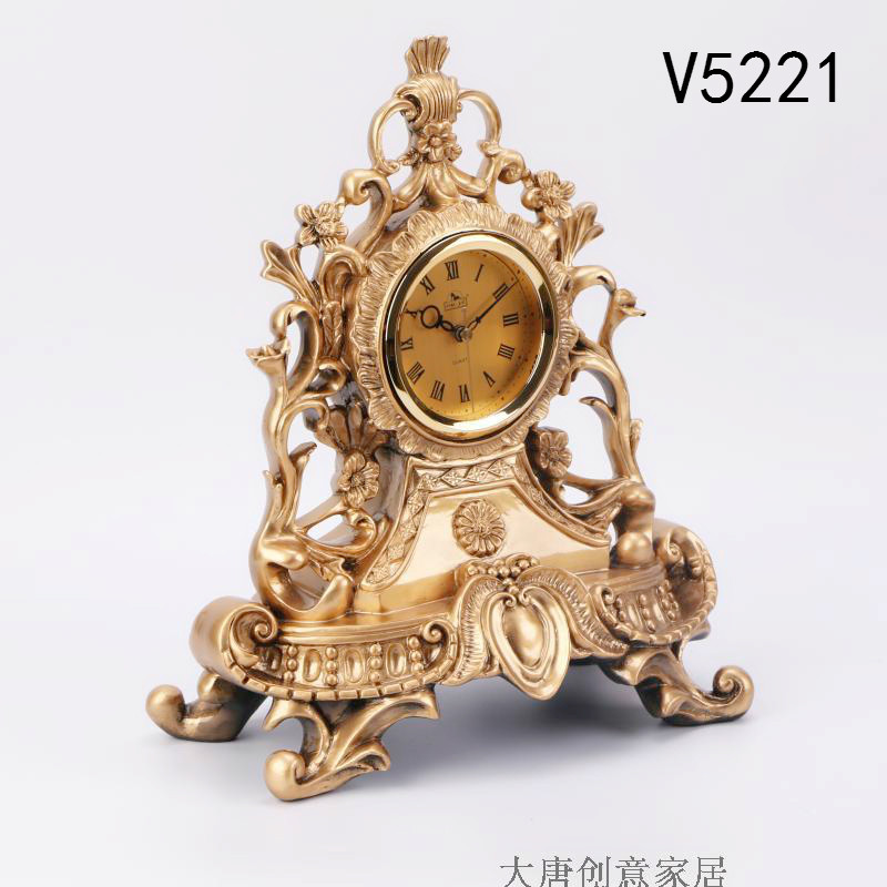 欧式台钟静音时钟创意座钟时尚座钟床头古铜色复古钟欧式时钟表