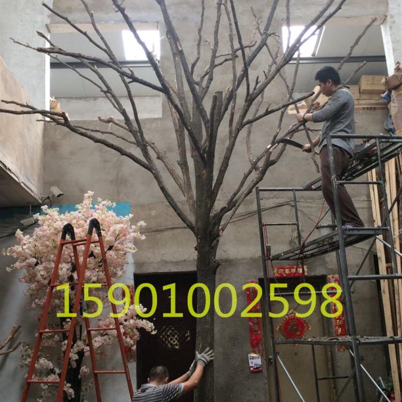 定做新款实木假树枯树杈干枝装饰树干咖啡造型白色树枝