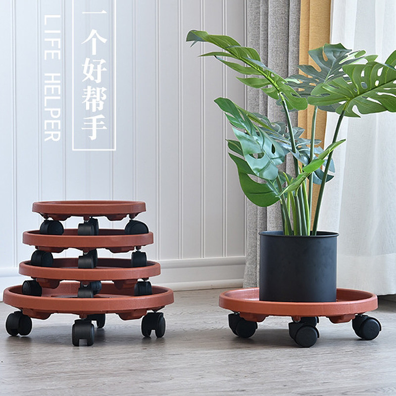加厚移动托盘花盘垫底座带万向轮托盘花盆底盆托滚轮圆形底盘