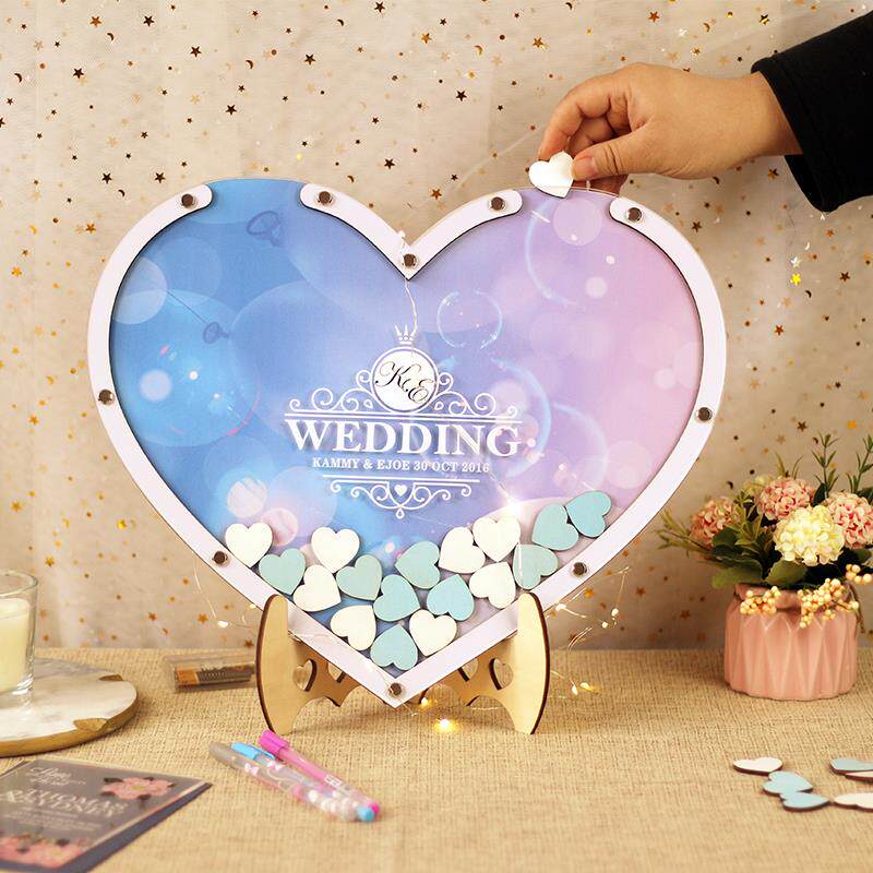 结本礼婚庆爱心木实签到框片木相框签名册创意个性签名板册墙婚簿