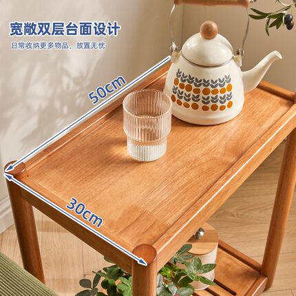 可移动沙发边几实木侧边柜带轮子小推车小茶几迷你茶桌角几小桌子