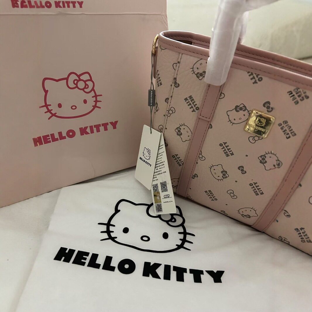 kt印花女单肩购物袋新款经典包手提托特挎包包大容量少女购物包包