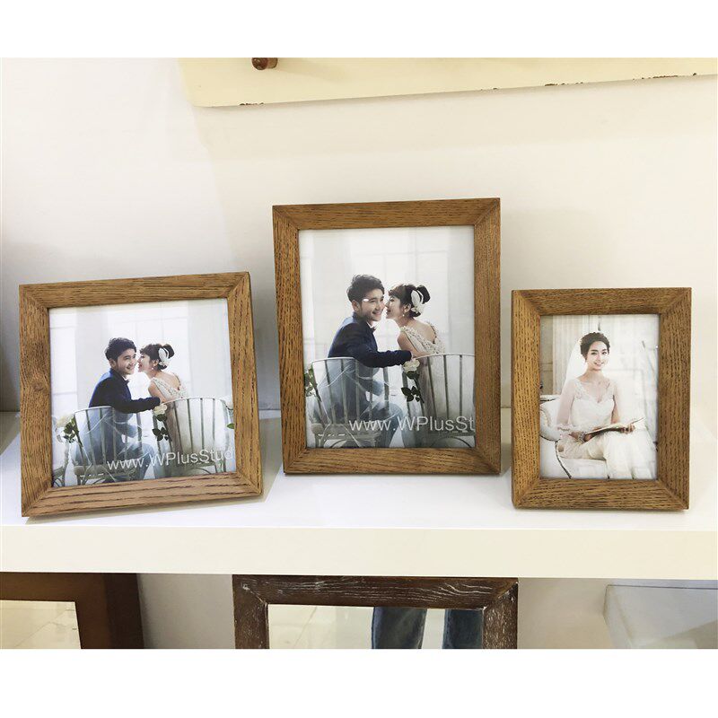 实木橡木7寸10寸正方形8寸相框摆台中式家居摆件宝宝照婚纱照影楼