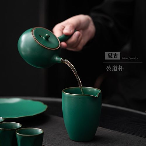复古陶瓷公道杯茶漏杯家用中式粗陶茶海茶过滤分茶器功夫茶具配件