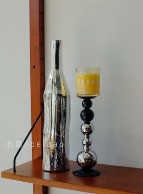 创意家居客厅装饰品玻璃丝瓜细花瓶不规则电镀插花瓶摆件