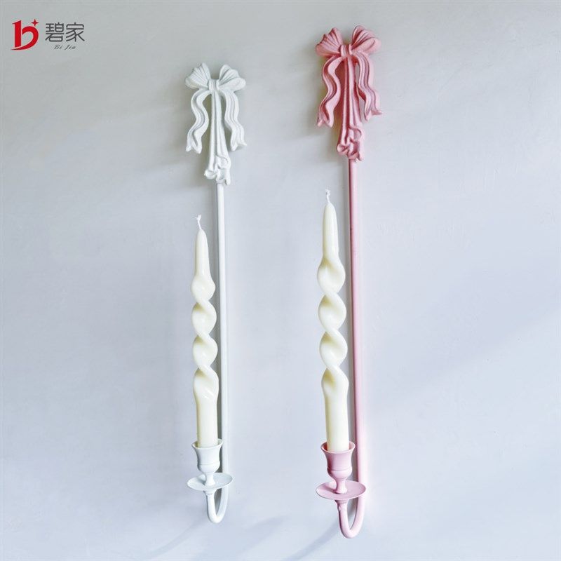 法式复古蝴蝶结烛台欧式铁艺雕花蜡烛家居烛台壁挂装饰餐厅墙壁饰