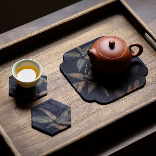 雙姊妹中式布艺香云纱茶席套装壶承垫杯垫