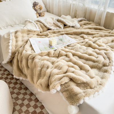 冬季加厚兔毛绒毛毯沙发小毯子午睡办公室盖毯珊瑚羊羔绒被牀上用