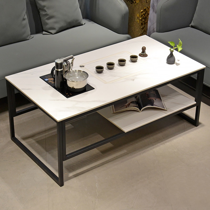 功夫茶台现代简约沙发茶几组合套装会客区接待一体式茶盘岩板茶台