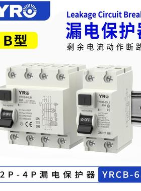 B型剩余电流动作断路器2P4P63A30ma充电桩发电站漏电保护开关