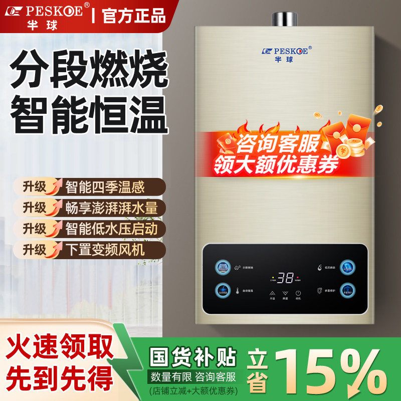 Hemispherical gas water heater, natural gas 12 liters, household electricity, constant temperature forced exhaust liquefied gas, balanced gas, bath