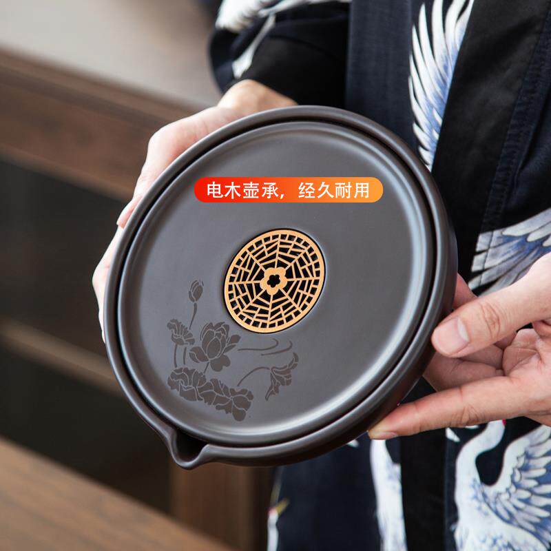 泡茶承放茶壶盖碗的壶承圆形壶垫储水干泡台小型电木蓄水茶盘