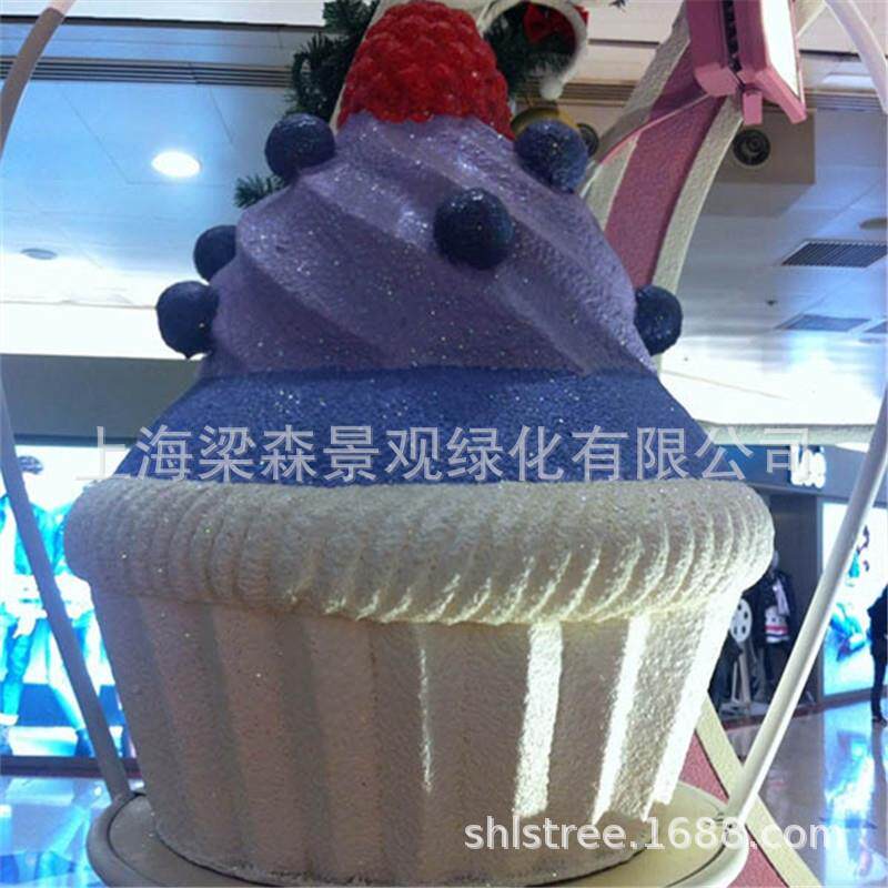 大型泡沫雕塑商场美陈装饰节圣诞节庆甜品蛋糕模型展示台橱窗布置