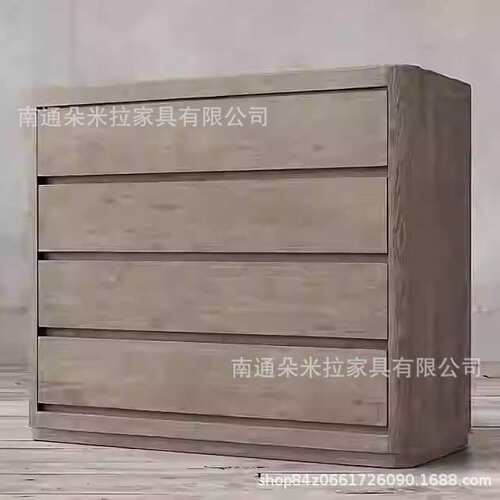 RH灰橡木实木五斗柜乡村复古卧室储物抽屉柜九斗柜客厅边柜