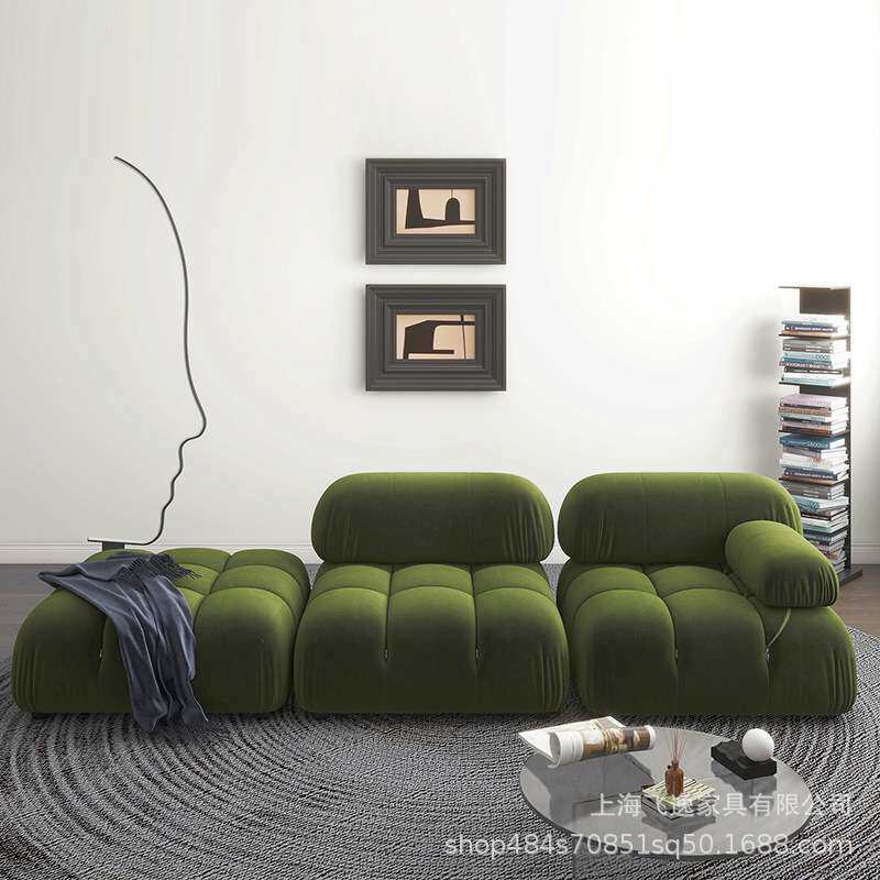 设计师创意布艺方块沙发北欧简约样板房客厅意式极简组合丝绒沙发