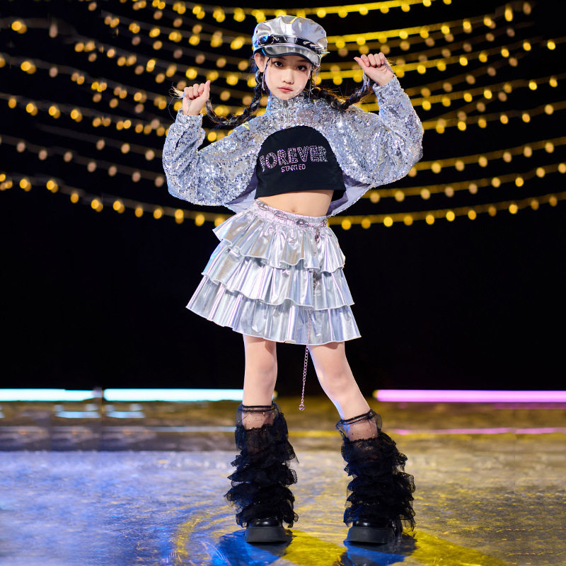 2026新款儿童街舞服装亮片衣服闪亮嘻哈爵士舞架子鼓超闪亲子拉丁