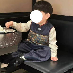 2025新款现货男童新中式套装中秋新中式国风坎肩背心马甲休闲