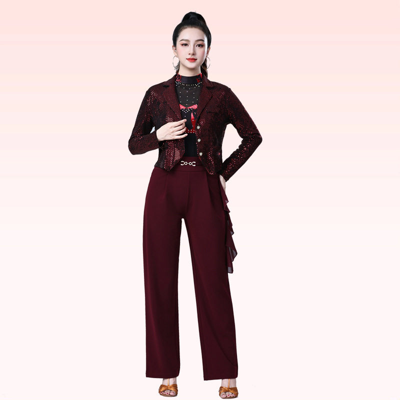 2026新款亮片女短款时尚显瘦高档跳舞西服开衫外搭洋气长袖广场舞