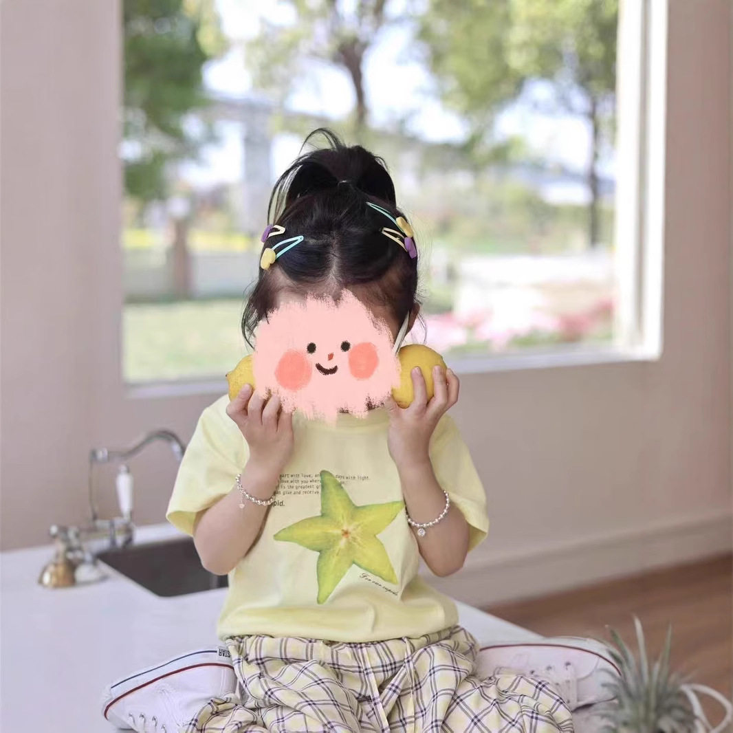 2026新款亲子装母女款儿童短袖T恤夏季中小童女孩宽松慵懒T恤休