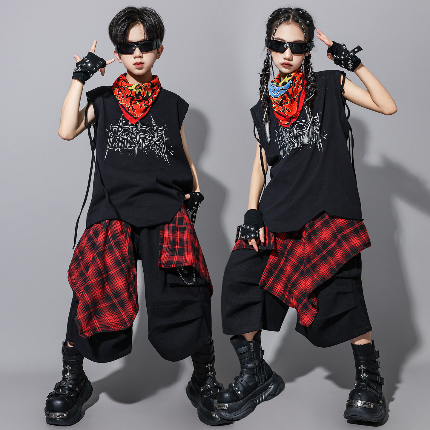 2026新款街舞儿童潮服hiphop潮牌宽松背心男女童嘻哈风演出