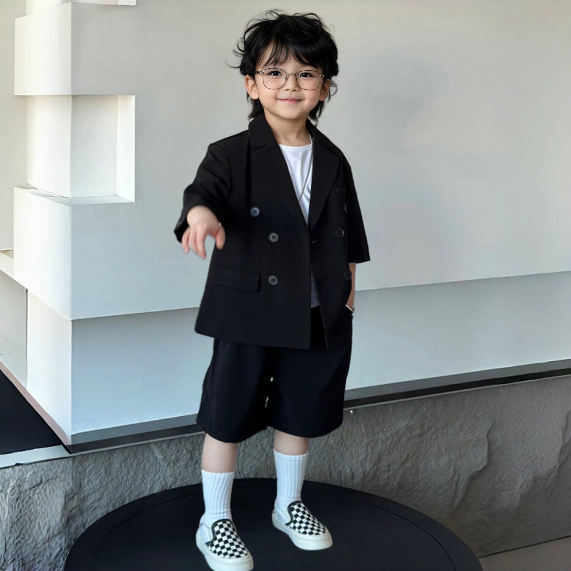 2026新款儿童西装套装夏季男童礼服英伦马甲主持人帅气结婚演出花
