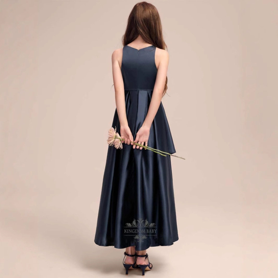 2026新款女童礼服中大童长款学生合唱乐团演出晚礼服缎面钢琴演奏
