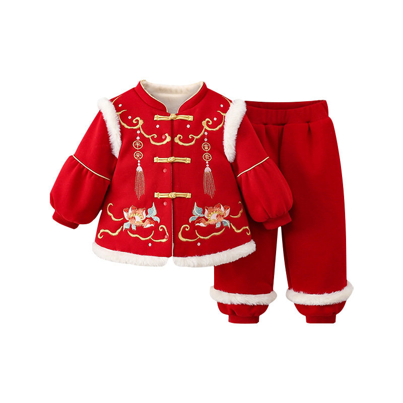 2025新款秋冬童装女童礼服套装宝宝加绒保暖生日拜年服两件套,童装/婴儿装/亲子装,儿童运动套装,淘宝优惠券,粉丝福利购,淘宝优惠卷