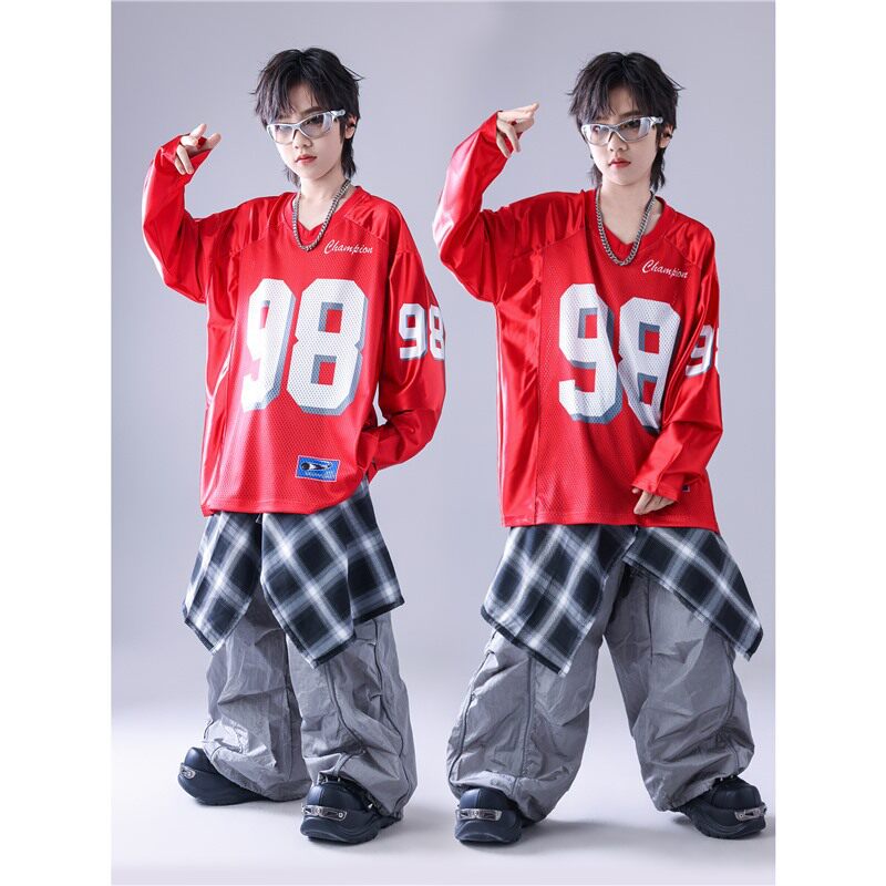 2026新款元旦儿童街舞演出服架子鼓男童喜庆帅气套装少儿服装hi