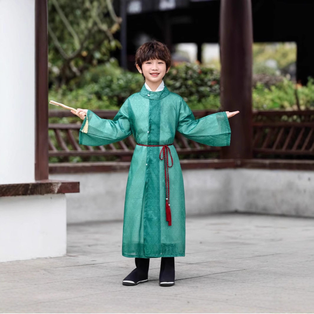 2026新款男童汉服儿童古装中国风唐朝小孩书生李白宋制演出服国学
